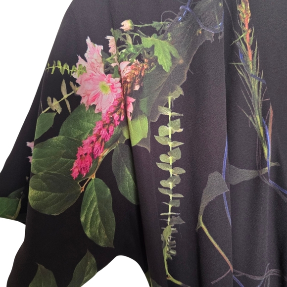 Babaton Black Wrap Dress with Floral Design - Picture 3 of 7